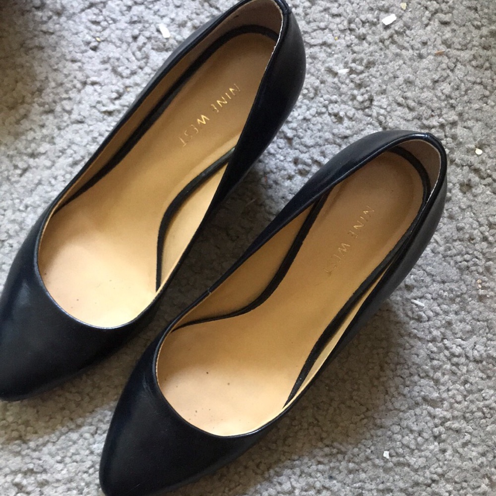 Nine West Black Leather Wedges